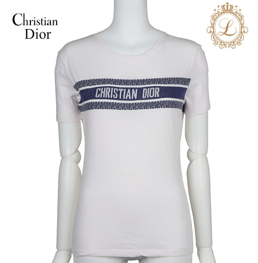 Dior Tote Bag, Logo T-Shirt, Cut-and-Sew, Cotton, White, Silver-Tone Hardware, Pre-Owned - Vintage La Charme