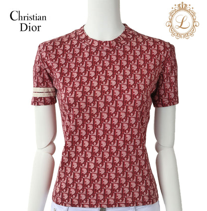 Dior T-Shirt Cut and Sewn Short Sleeve Cotton Pink Gold-Tone Hardware Pre-Owned - Vintage La Charme