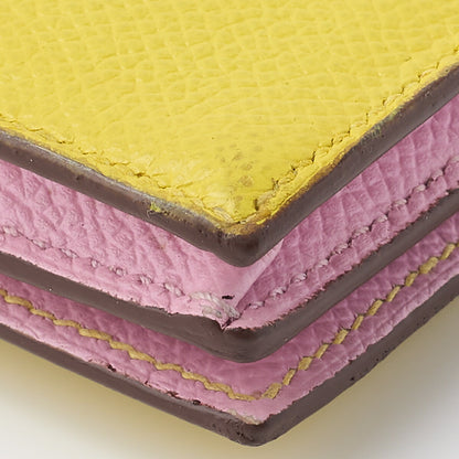 HERMES Bearn Soufflet Two-Fold Long Wallet Bicolor Vaux Epson Yellow Silver-Tone Hardware Pre-Owned - Vintage La Charme