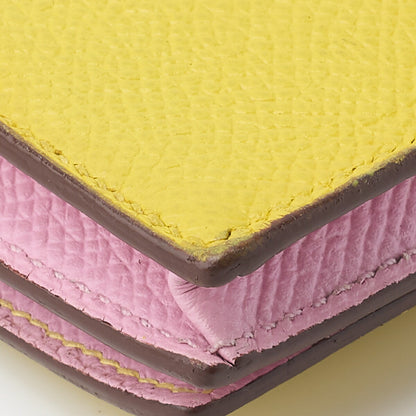 HERMES Bearn Soufflet Two-Fold Long Wallet Bicolor Vaux Epson Yellow Silver-Tone Hardware Pre-Owned - Vintage La Charme