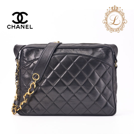 CHANEL Shoulder Bag, Matelasse Circle Coco Charm, Lambskin, Black, Gold-Tone Hardware, Pre-Owned - Vintage La Charme