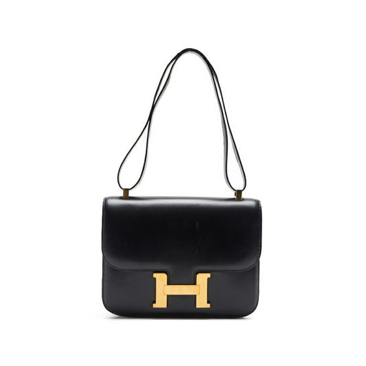 HERMES Constance 23 Shoulder Bag, Box Calf, Black, Gold-Tone Hardware, Pre-Owned - Vintage La Charme