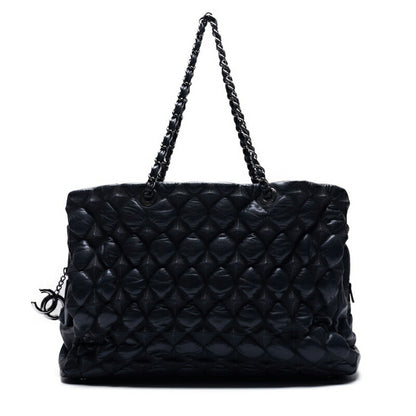 CHANEL Shoulder Bag, Matelasse, Coco Charm, Calfskin, Gray, Silver-Tone Hardware, Pre-Owned - Vintage La Charme