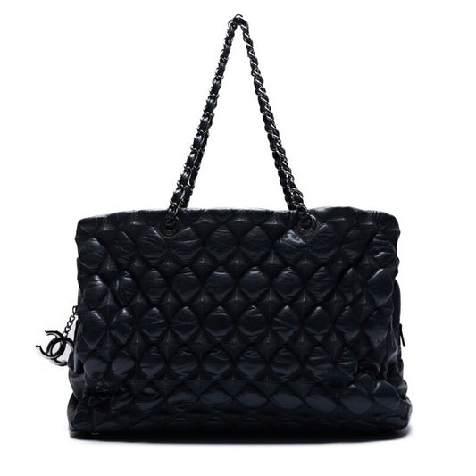 CHANEL Shoulder Bag, Matelasse, Coco Charm, Calfskin, Gray, Silver-Tone Hardware, Pre-Owned - Vintage La Charme