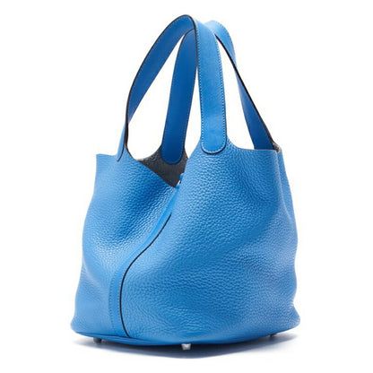 HERMES Picotin Lock MM Handbag Tryon Clemence Swift Blue Paradise Silver-Tone Hardware Pre-Owned - Vintage La Charme
