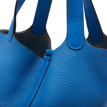 HERMES Picotin Lock MM Handbag Tryon Clemence Swift Blue Paradise Silver-Tone Hardware Pre-Owned - Vintage La Charme