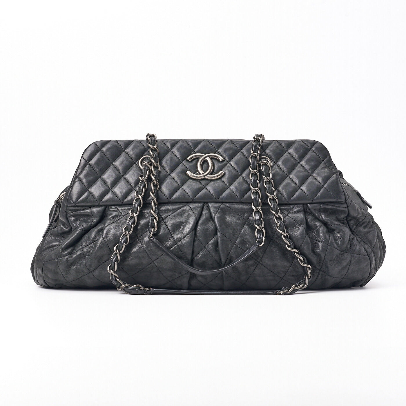CHANEL Shoulder Bag, Coco Mark, Matelasse, Sparkle Leather, Black, Silver-Tone Hardware, Pre-Owned - Vintage La Charme