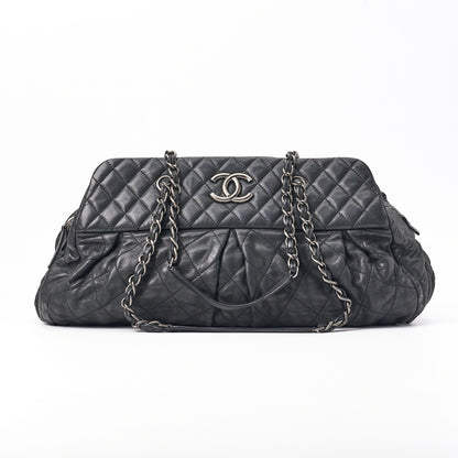 CHANEL Shoulder Bag, Coco Mark, Matelasse, Sparkle Leather, Black, Silver-Tone Hardware, Pre-Owned - Vintage La Charme