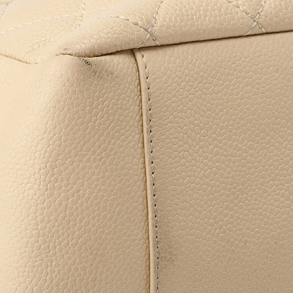 CHANEL Shoulder Tote Bag Matelasse Caviar Skin Beige Silver-Tone Hardware Pre-Owned - Vintage La Charme