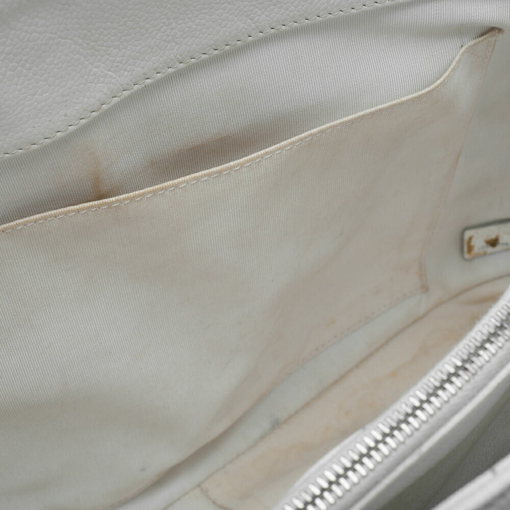 CHANEL Shoulder Tote Bag Matelasse Caviar Skin White Silver-Tone Hardware Pre-Owned - Vintage La Charme
