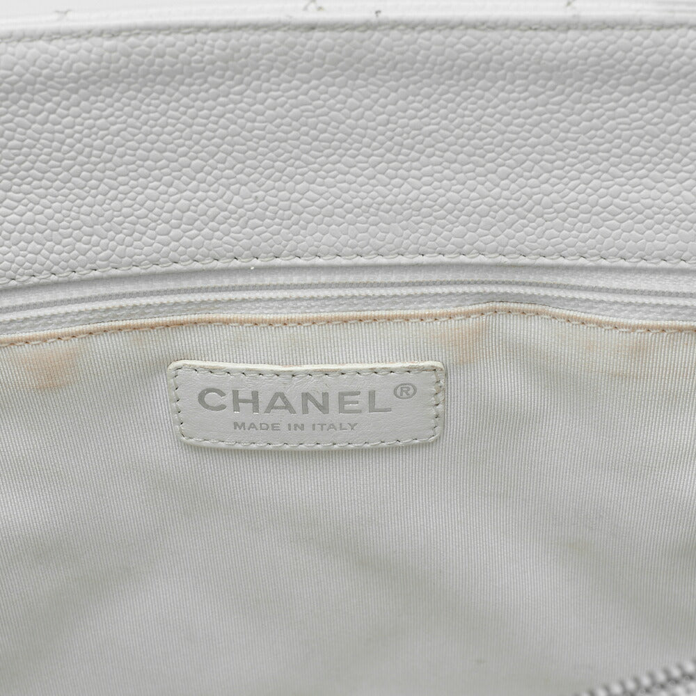 CHANEL Shoulder Tote Bag Matelasse Caviar Skin White Silver-Tone Hardware Pre-Owned - Vintage La Charme