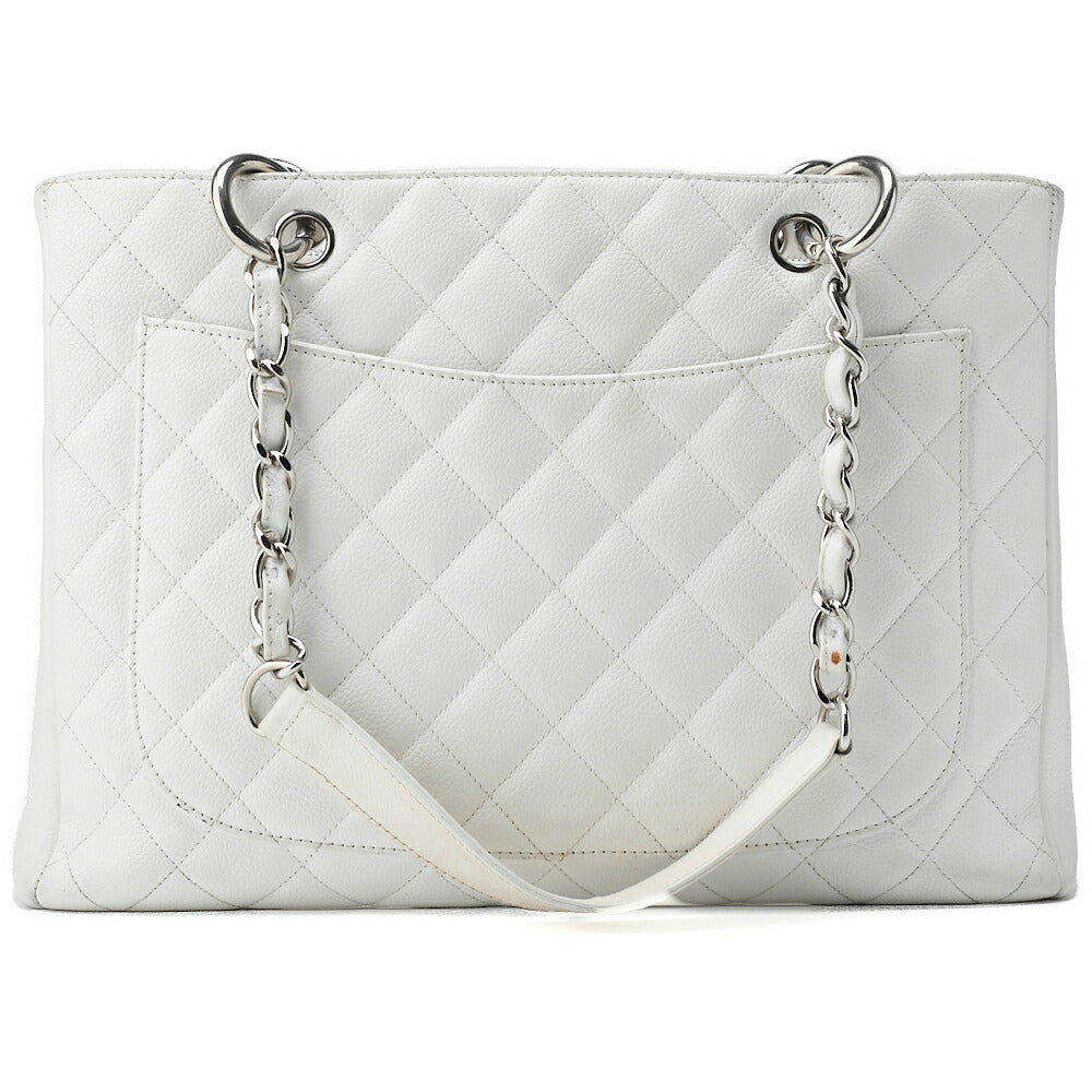 CHANEL Shoulder Tote Bag Matelasse Caviar Skin White Silver-Tone Hardware Pre-Owned - Vintage La Charme