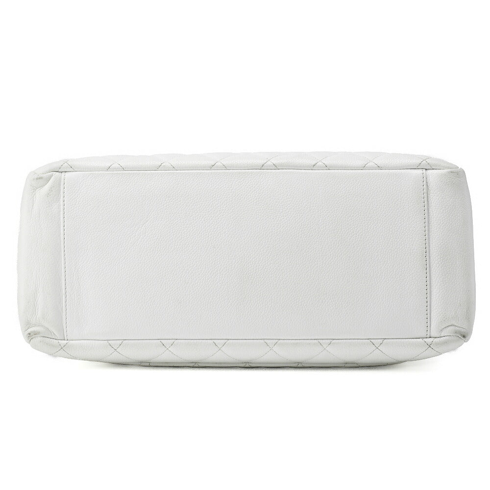 CHANEL Shoulder Tote Bag Matelasse Caviar Skin White Silver-Tone Hardware Pre-Owned - Vintage La Charme