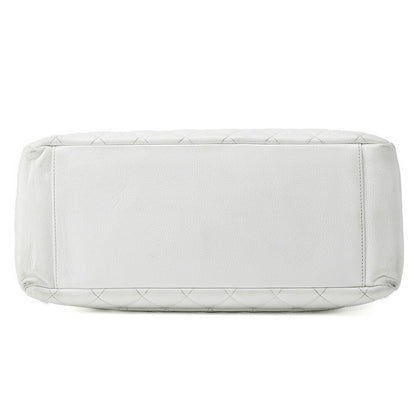 CHANEL Shoulder Tote Bag Matelasse Caviar Skin White Silver-Tone Hardware Pre-Owned - Vintage La Charme