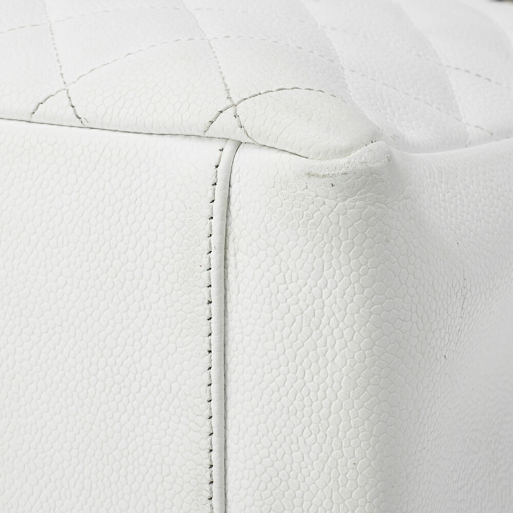 CHANEL Shoulder Tote Bag Matelasse Caviar Skin White Silver-Tone Hardware Pre-Owned - Vintage La Charme