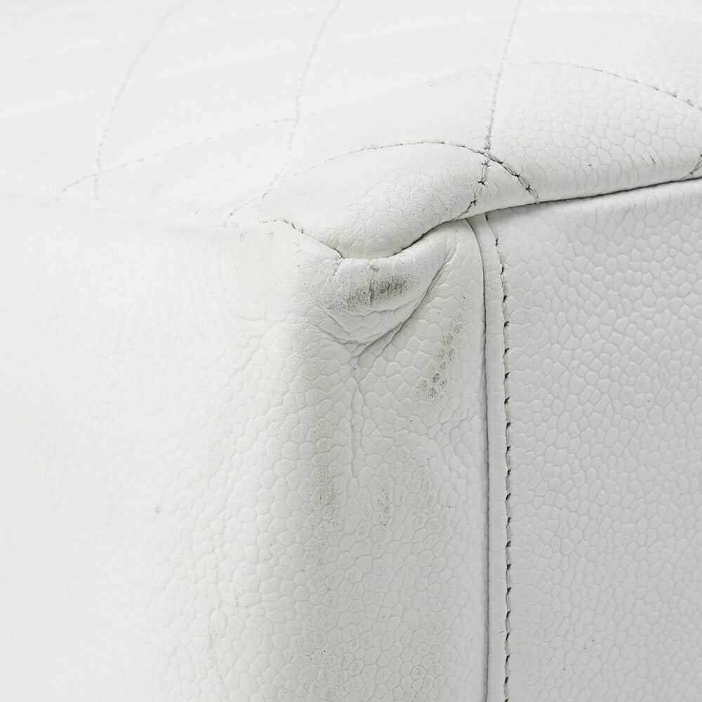 CHANEL Shoulder Tote Bag Matelasse Caviar Skin White Silver-Tone Hardware Pre-Owned - Vintage La Charme