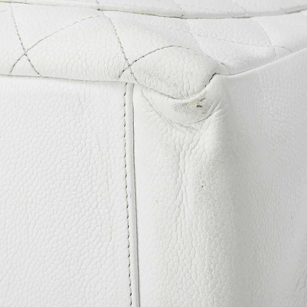 CHANEL Shoulder Tote Bag Matelasse Caviar Skin White Silver-Tone Hardware Pre-Owned - Vintage La Charme