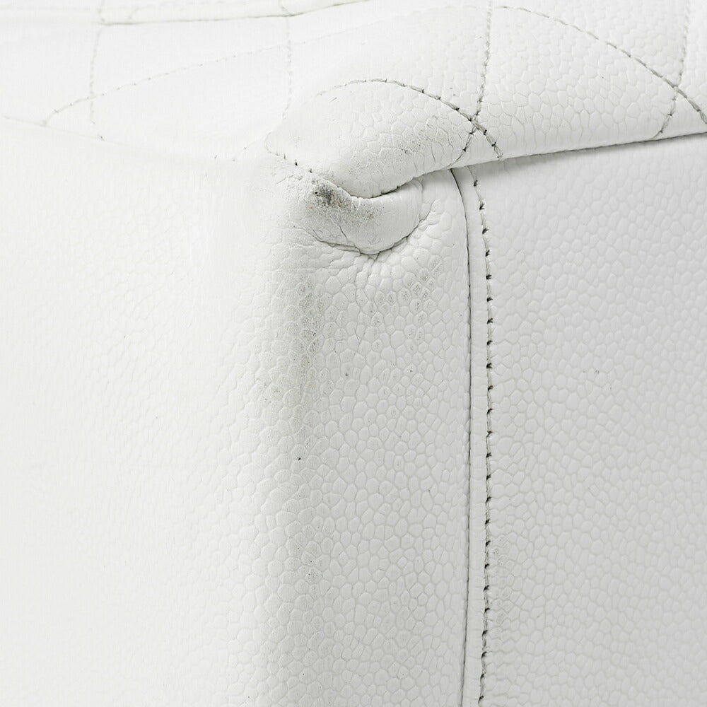CHANEL Shoulder Tote Bag Matelasse Caviar Skin White Silver-Tone Hardware Pre-Owned - Vintage La Charme