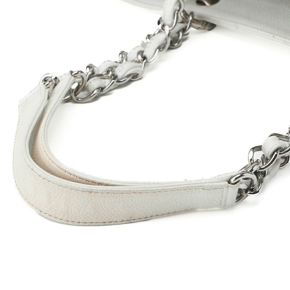 CHANEL Shoulder Tote Bag Matelasse Caviar Skin White Silver-Tone Hardware Pre-Owned - Vintage La Charme