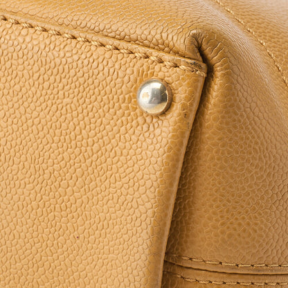 CHANEL Shoulder Tote Bag Caviar Skin Beige Wood Gold-Tone Hardware Pre-Owned - Vintage La Charme