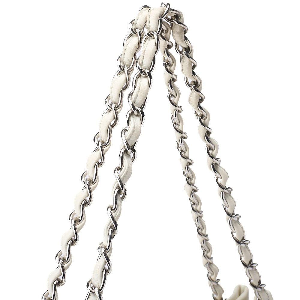 CHANEL Shoulder Tote Bag Braided Chain Leather Ivory Silver-Tone Hardware Pre-Owned - Vintage La Charme