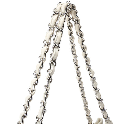 CHANEL Shoulder Tote Bag Braided Chain Leather Ivory Silver-Tone Hardware Pre-Owned - Vintage La Charme