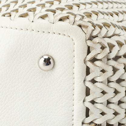 CHANEL Shoulder Tote Bag Braided Chain Leather Ivory Silver-Tone Hardware Pre-Owned - Vintage La Charme