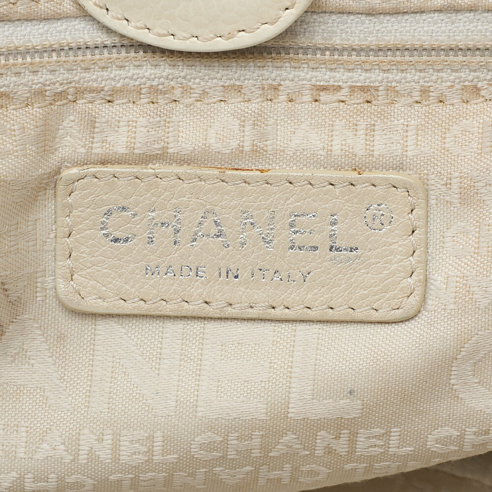 CHANEL Shoulder Tote Bag Braided Chain Leather Ivory Silver-Tone Hardware Pre-Owned - Vintage La Charme