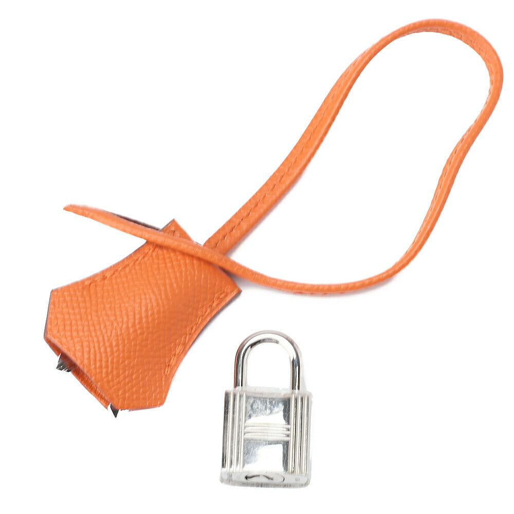 HERMES Birkin 35 Handbag Vo Epson Orange Vaux Epson Silver-Tone Hardware Pre-Owned - Vintage La Charme