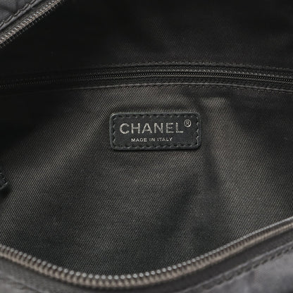 CHANEL Shoulder Tote Bag Lambskin Black Bicolore Silver-Tone Hardware Pre-Owned - Vintage La Charme