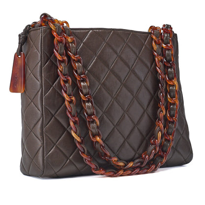 CHANEL Shoulder Tote Bag Matelasse Lambskin Brown Gold-Tone Hardware Pre-Owned - Vintage La Charme