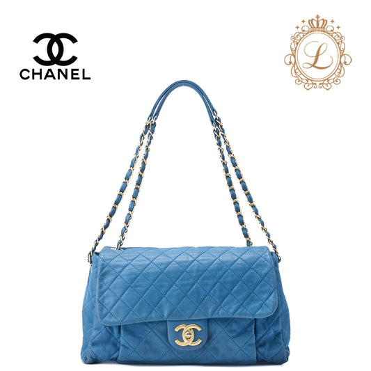 CHANEL Shoulder Bag Tote Bag Matelasse Sparkle Leather Blue Gold-Tone Hardware Pre-Owned - Vintage La Charme