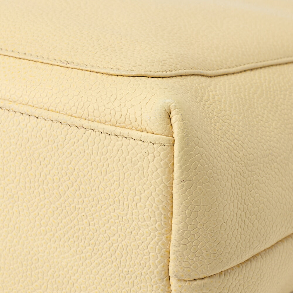 CHANEL Shoulder Tote Bag Double Chain Shoulder Caviar Skin Beige Gold-Tone Hardware Pre-Owned - Vintage La Charme