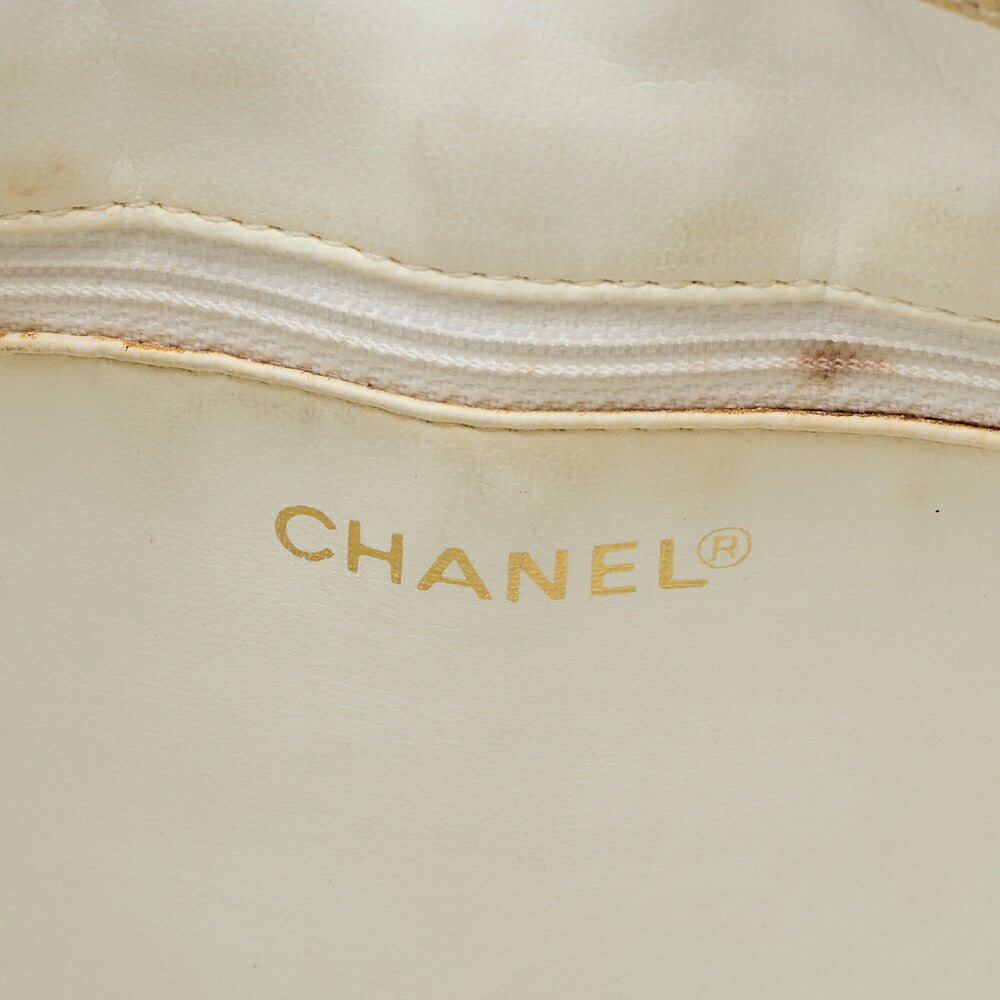 CHANEL Shoulder Tote Bag Double Chain Shoulder Caviar Skin Beige Gold-Tone Hardware Pre-Owned - Vintage La Charme