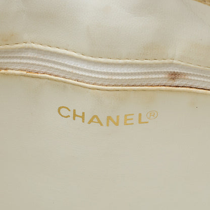 CHANEL Shoulder Tote Bag Double Chain Shoulder Caviar Skin Beige Gold-Tone Hardware Pre-Owned - Vintage La Charme