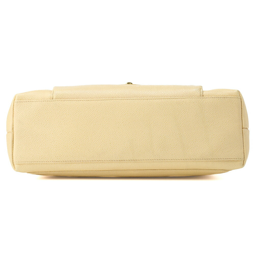 CHANEL Shoulder Tote Bag Double Chain Shoulder Caviar Skin Beige Gold-Tone Hardware Pre-Owned - Vintage La Charme
