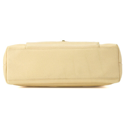 CHANEL Shoulder Tote Bag Double Chain Shoulder Caviar Skin Beige Gold-Tone Hardware Pre-Owned - Vintage La Charme