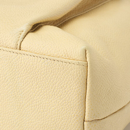 CHANEL Shoulder Tote Bag Double Chain Shoulder Caviar Skin Beige Gold-Tone Hardware Pre-Owned - Vintage La Charme