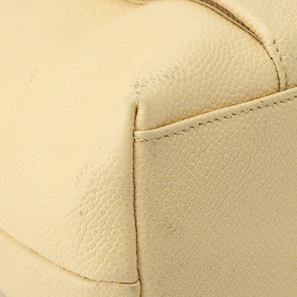 CHANEL Shoulder Tote Bag Double Chain Shoulder Caviar Skin Beige Gold-Tone Hardware Pre-Owned - Vintage La Charme