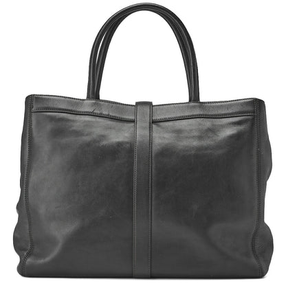 CHANEL Shoulder Tote Bag Lambskin Black Bicolore Silver-Tone Hardware Pre-Owned - Vintage La Charme