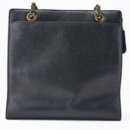 CHANEL Shoulder Tote Bag Coco Mark, Caviar Skin, Black, Gold-Tone Hardware, Pre-Owned - Vintage La Charme