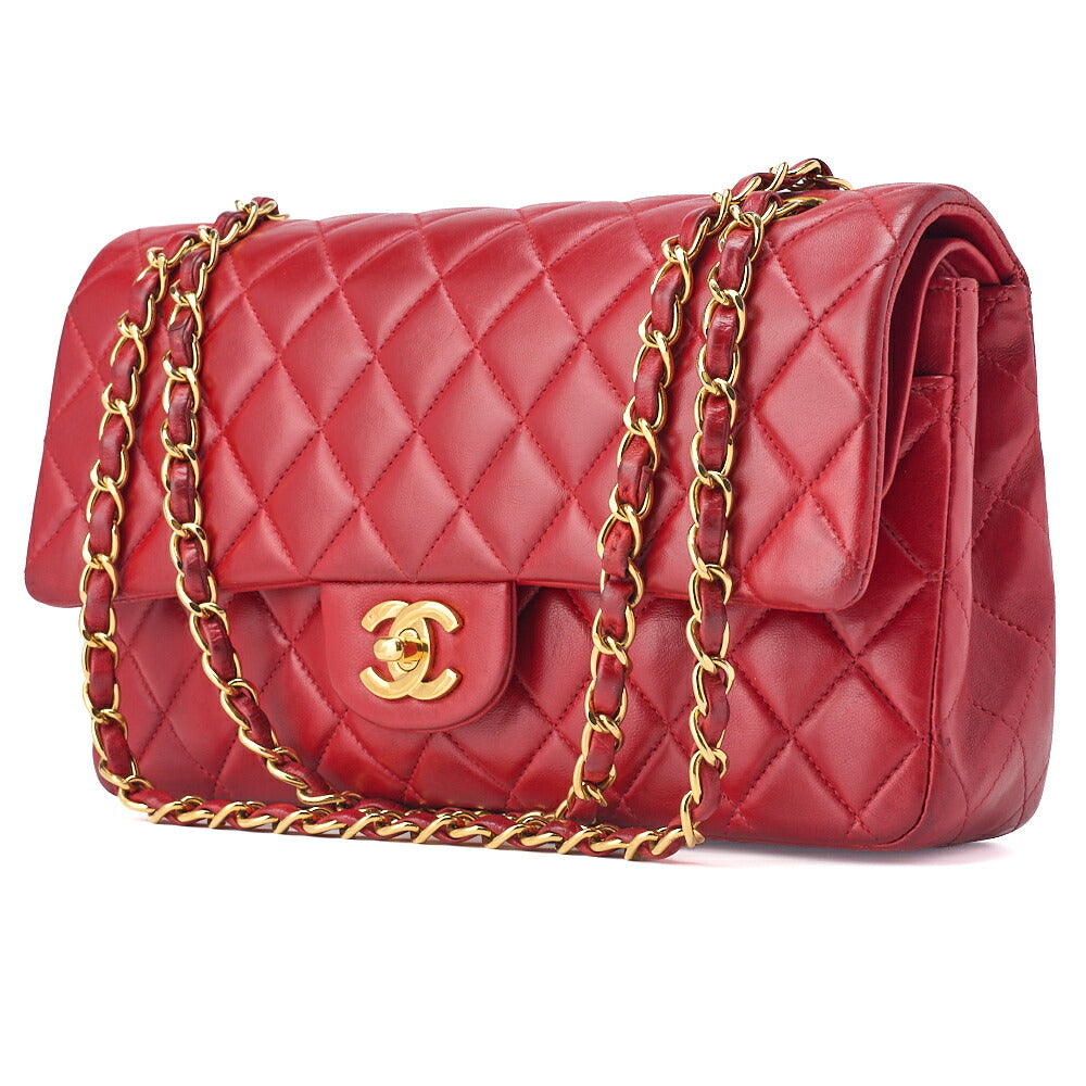 CHANEL Shoulder Bag Matelasse Lambskin Red Gold-Tone Hardware Pre-Owned - Vintage La Charme