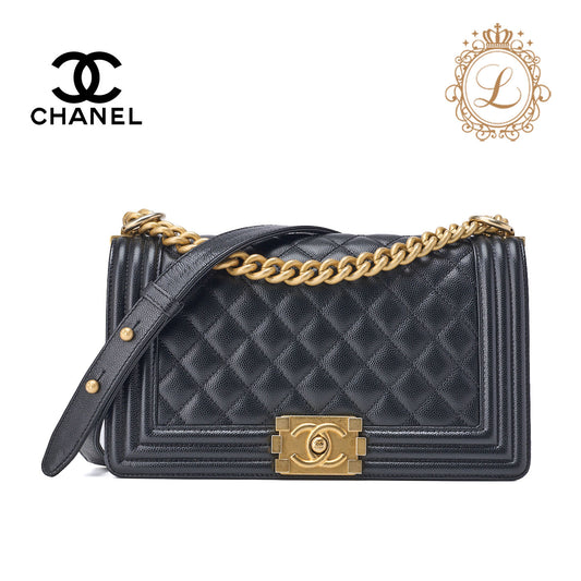 CHANEL Shoulder Tote Bag Matelasse Caviar Skin Black Gold-Tone Hardware Pre-Owned - Vintage La Charme