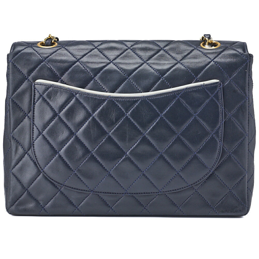 CHANEL Shoulder Tote Bag Matelasse Lambskin Bicolor Navy Gold-Tone Hardware Pre-Owned - Vintage La Charme