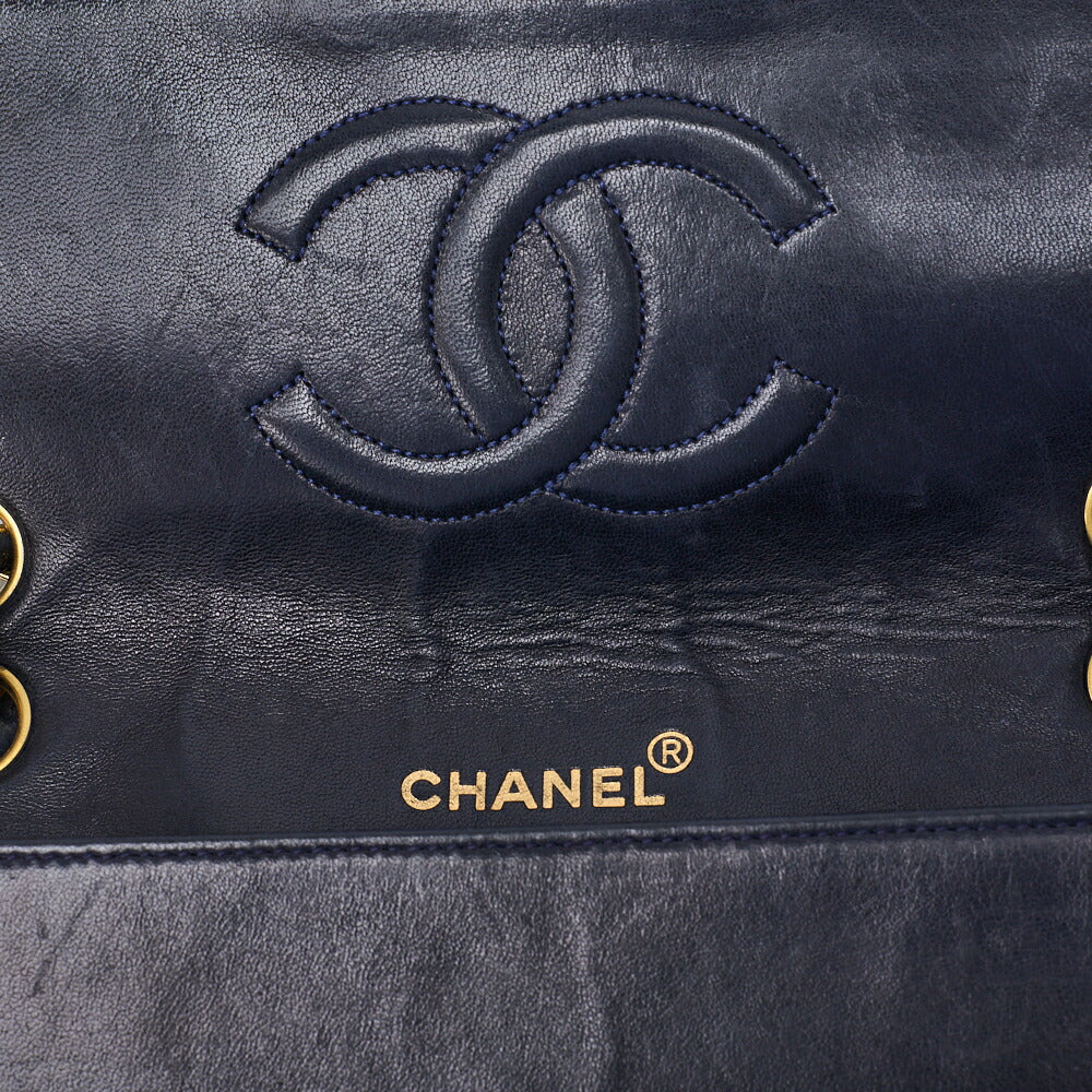 CHANEL Shoulder Tote Bag Matelasse Lambskin Bicolor Navy Gold-Tone Hardware Pre-Owned - Vintage La Charme