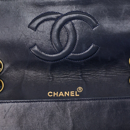 CHANEL Shoulder Tote Bag Matelasse Lambskin Bicolor Navy Gold-Tone Hardware Pre-Owned - Vintage La Charme
