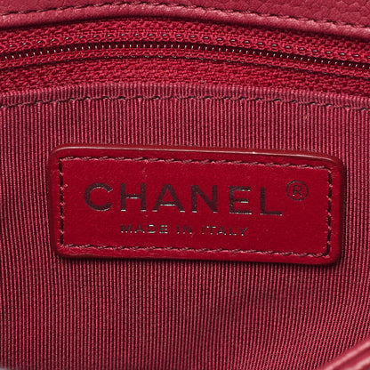 CHANEL Shoulder Tote Bag Matelasse Full Flap Chain Caviar Skin Red Gold-Tone Hardware Pre-Owned - Vintage La Charme