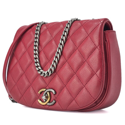 CHANEL Shoulder Tote Bag Matelasse Full Flap Chain Caviar Skin Red Gold-Tone Hardware Pre-Owned - Vintage La Charme