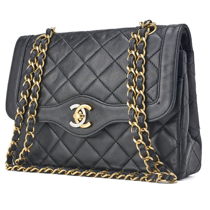 Chanel Shoulder Bag Matelasse Lambskin Black Gold-Tone Hardware Pre-Owned - Vintage La Charme