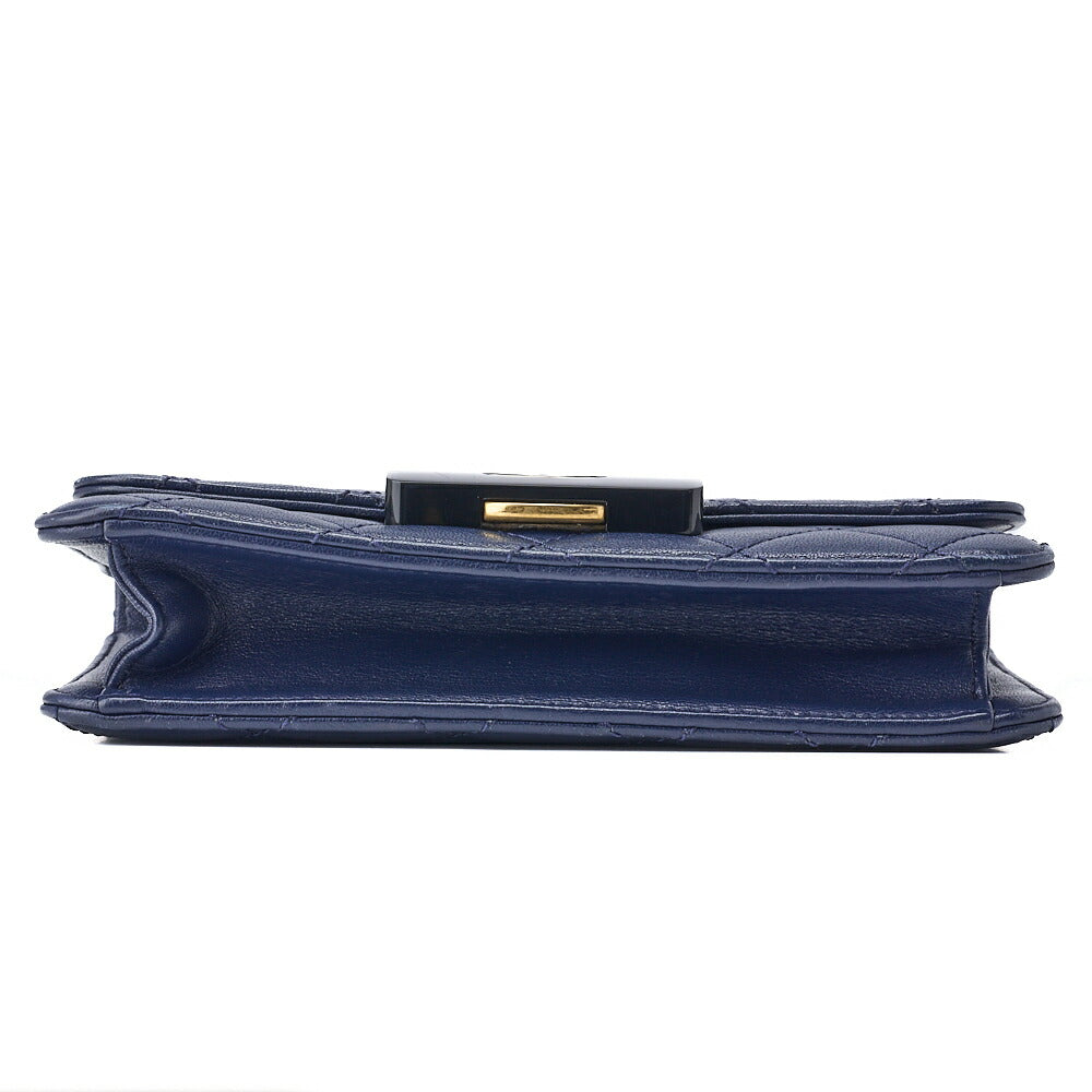 CHANEL Shoulder Tote Bag Matelasse Push Lock Calfskin Navy Gold-Tone Hardware Pre-Owned - Vintage La Charme